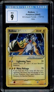 2005 Pokemon Gold Star Ex Unseen Forces #114 Raikou Holo CGC 9 MINT English