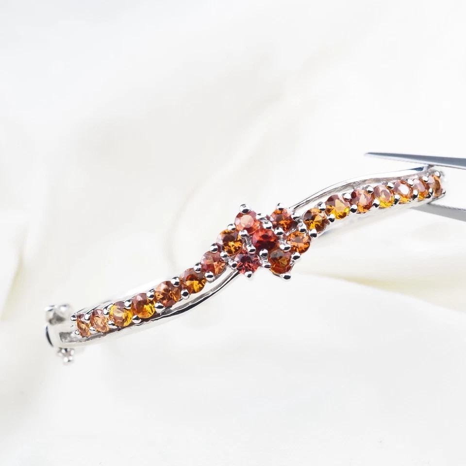 Estupendas pulseras y dijes de zafiro naranja ombre joyería de plata de ley 925 Foto 3 de 4