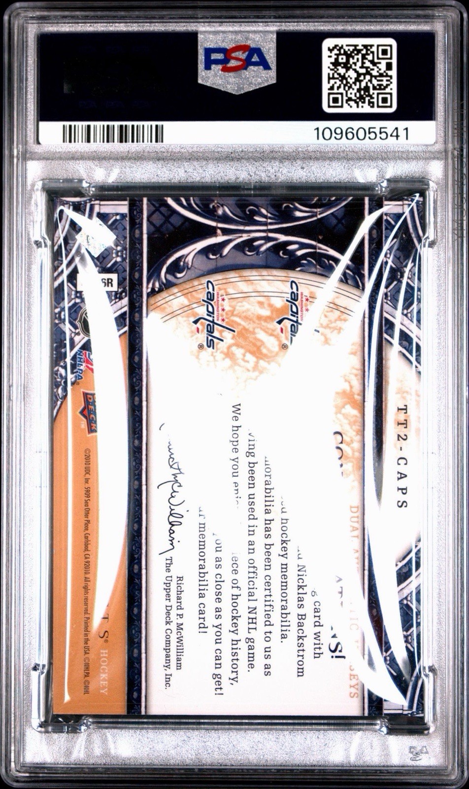 2010 UD ARTIFACTS TUNDRA TANDEMS | BRONZE ALEX OVECHKIN/NICKLAS BACKSTROM PSA 9 view 2