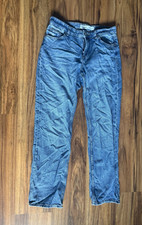 Bershka Damen Jeans Denim blau gerades Bein Gr. 36 Schrittlänge 80 cm