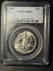 1942 WALKING LIBERTY HALF DOLLAR PCGS MS64