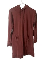 Toad & Co Hooded Sweatshirt Dress Size Medium Organic Cotton Maroon Pockets