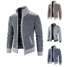 Autumn Winter Men's Thick Sweater Loose Casual Cardigan Sweater Jacket Zip Knitt
