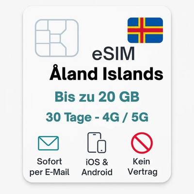 Aaland Inseln eSIM Datentarif digitale e SIM - per Mail- ohne Telefon Nummer