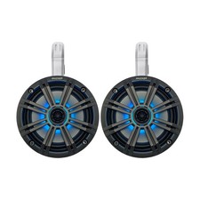 Kicker 6.5" 195W Marine LED Charcoal Speakers w/White Single Speaker Pods Pair
