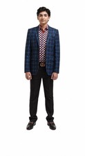 Boy's Black Plaid Blazers Sports Coat Jacket