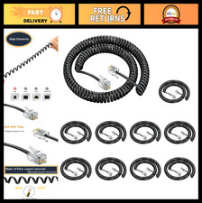 Coiled Telephone Handset Cord 10 Pack - 8Ft Uncoiled / 1.4Ft Coiled RJ9 4P4C Cab