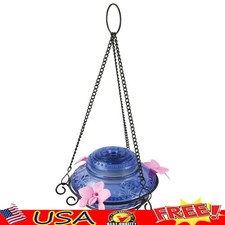 Antique Glass Hummingbird Feeder Solar Lighted Dual Use Leakproof Flower Ports