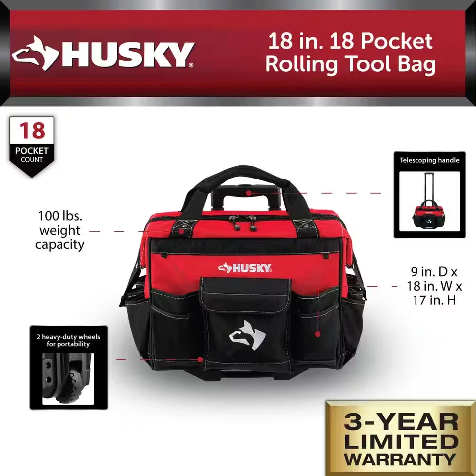 18 In. 18 Pocket Rolling Tool Bag - Image 2 of 4