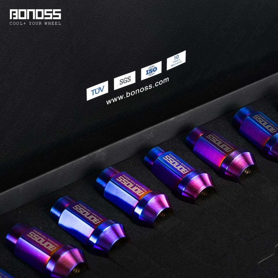 Tuercas de rueda de titanio BONOSS M14x1,5 para Tesla modelo 3 Y modelo de rendimiento S a cuadros Foto 3 de 4