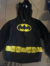 OFFICIAL BATMAN COSTUME FULL-ZIP HOODIE JACKET - YOUTH SMALL.