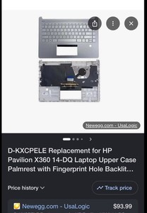 D-KXCPELE Silver Palmrest Upper Case for HP Pavilion x360 14-DQ
