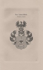1830 Lüneschloß Wappen coat of arms Kupferstich engraving