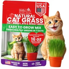  Premium Cat Grass Seeds for Indoor Cats, Non GMO  1 Pound Oat Barley Wheat Rye