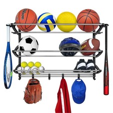 LYNK Garage Sports Equipment Organizer - Wall Mount Ball Rack - Sports Equipmen