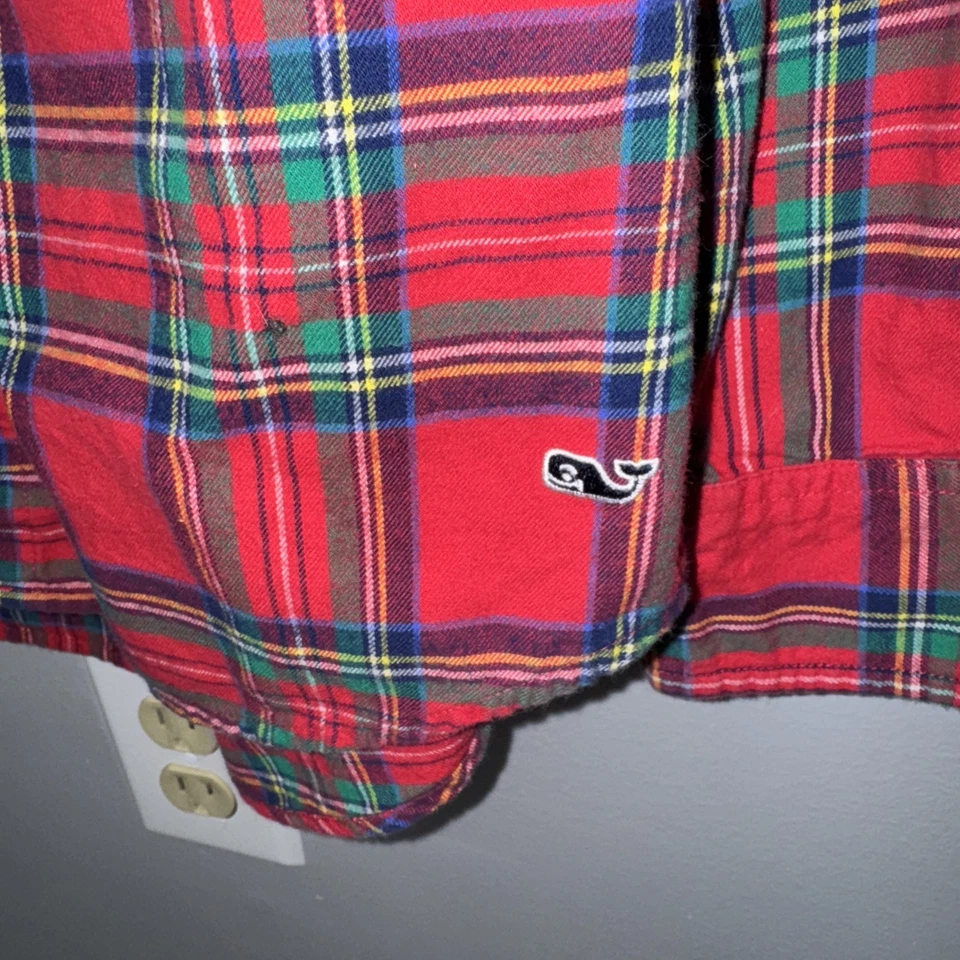 Camisa/blusa feminina Vineyard Vines tamanho 8 vermelha manga longa abotoada  - Imagem 2 de 4