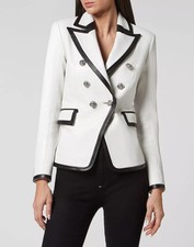 Stylish Women's White Leather Blazer 100 Real Lambskin Slim Fit Coat Blazer