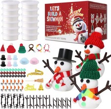 12-Pack Christmas Snowman Crafts Sets for Kids, Modeling Clay Snowman DIY Kit,Ch