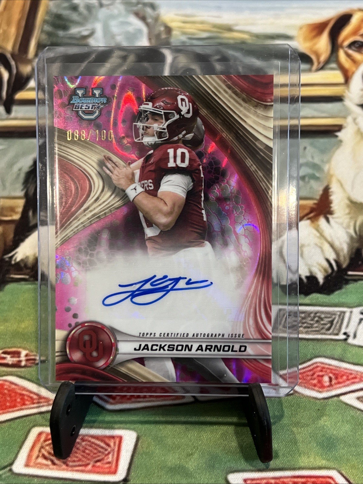 2024 Bowman University’s Best Football Jackson Arnold Auto Pink /100 SSP