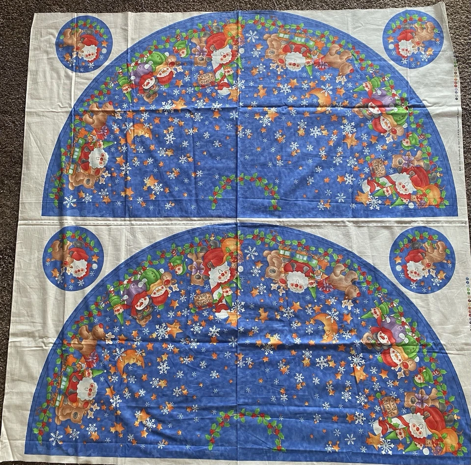 Santa & Friends Christmas Tree Skirt Fabric Panel by RED Textiles, Tablecloth - Image 2 of 4