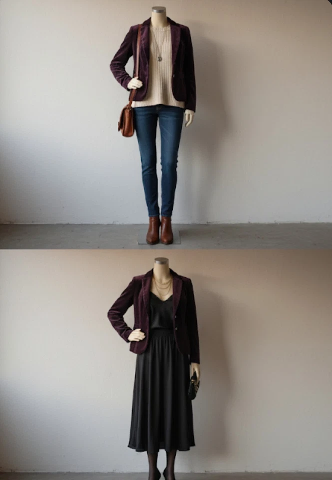 Blazer J.Crew Mujer 6 Púrpura Terciopelo Dos Botones Peplum Forrado Muesca Solapa Chaqueta Foto 3 de 4