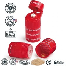 Pill Crusher Cutter and Grinder Combo with Drinking Cup Storage by easycare
