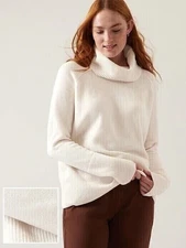 Athleta Alpine Turtleneck Merino Cashmere Sweater Magnolia White NWT $229 2X