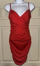Shein Women’s Stretch Scrunch Sexy Red Dress Criss Cross Chest Size M 6