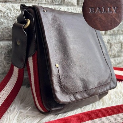 Rare Bally Mini Shoulder Bag Flap Leather Dark Brown Mint Trespoline Authentic