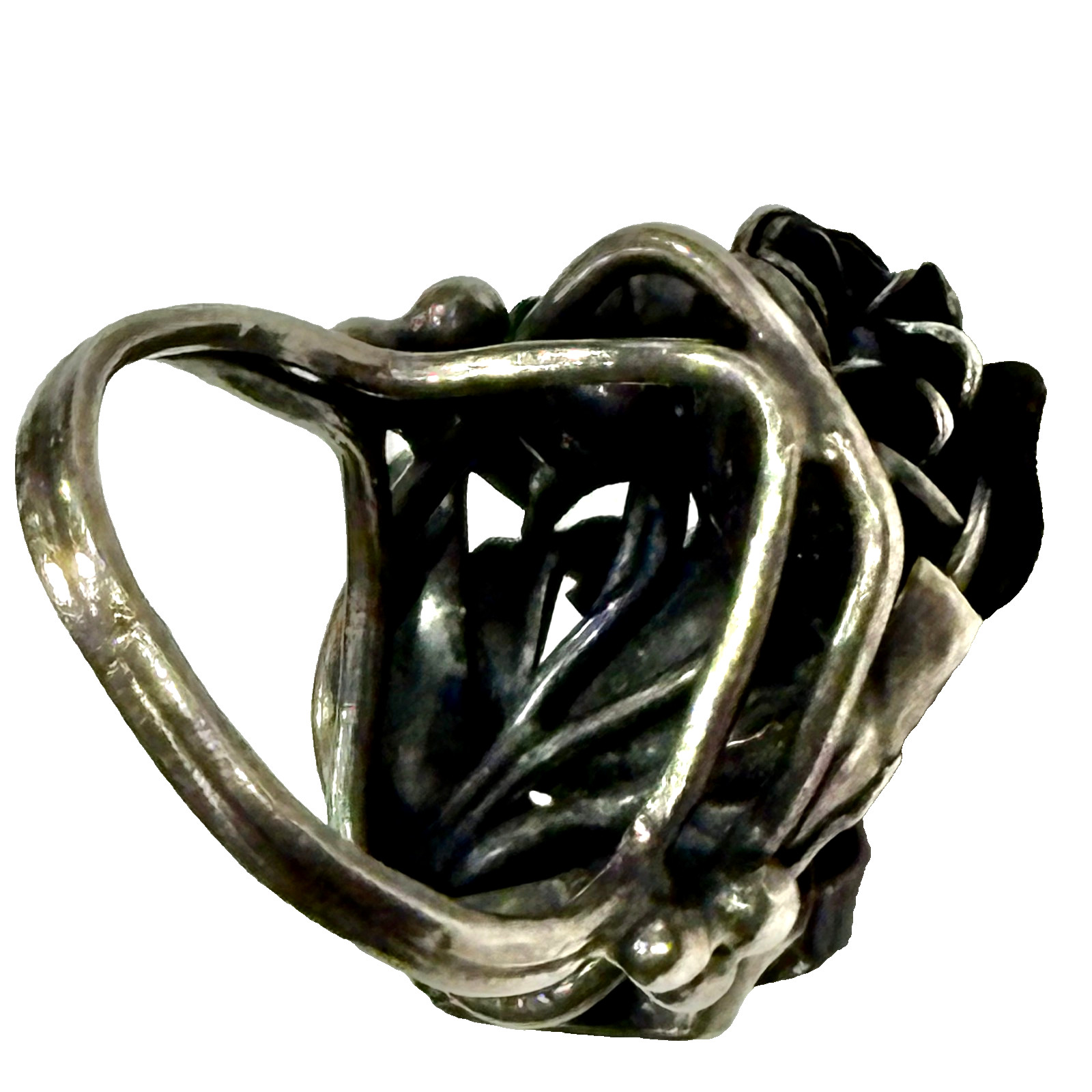 Solid Sterling Silver Sculpted Ring 8.64g Tulip V… - image 10