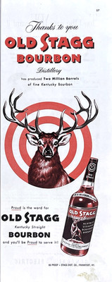 Old Stagg Bourbon Deer Target Kentucky Straight Whiskey 1954 Vtg Mag Print Ad