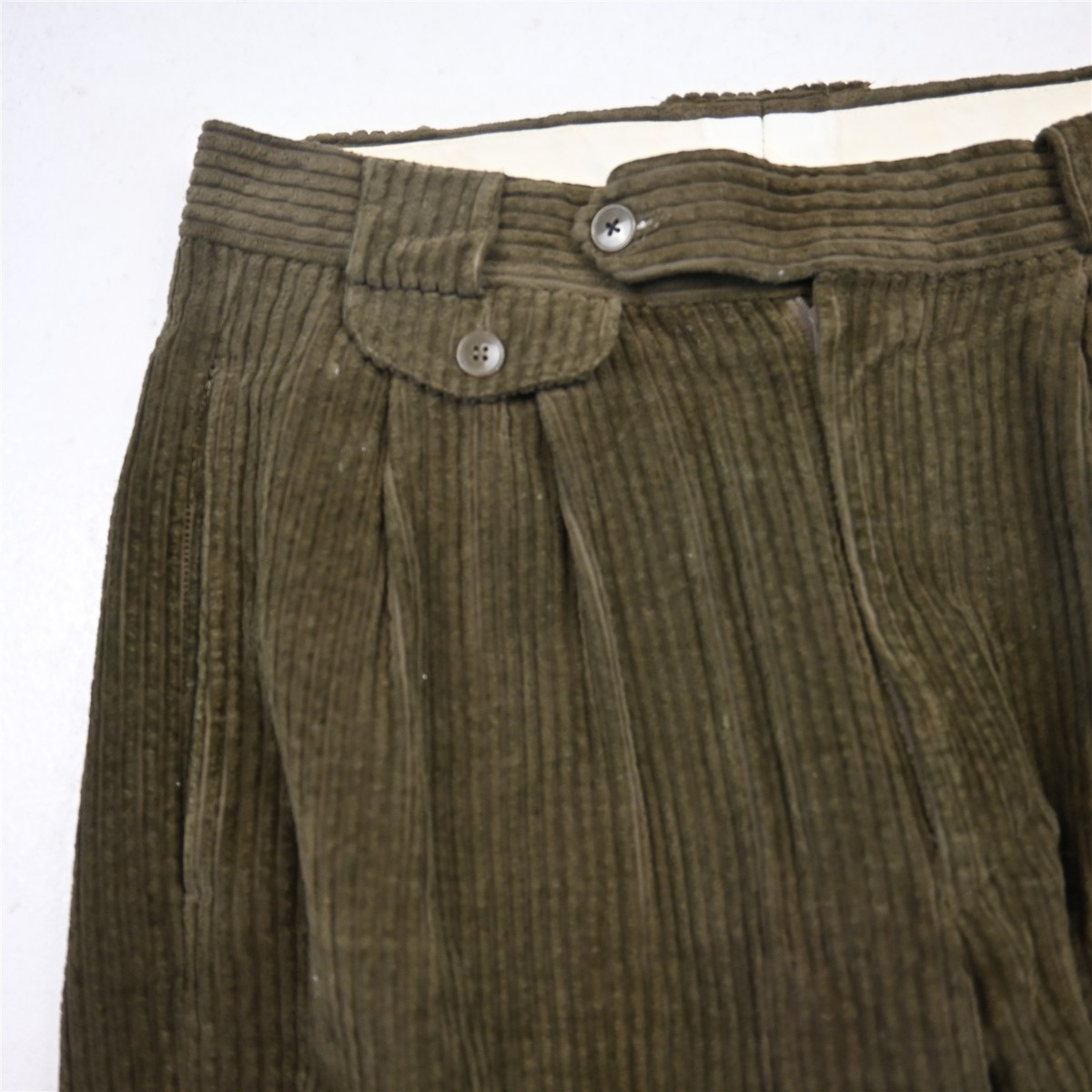 Vtg Giorgio Armani 30x30 Green Super Wide Wale Corduroy Italy