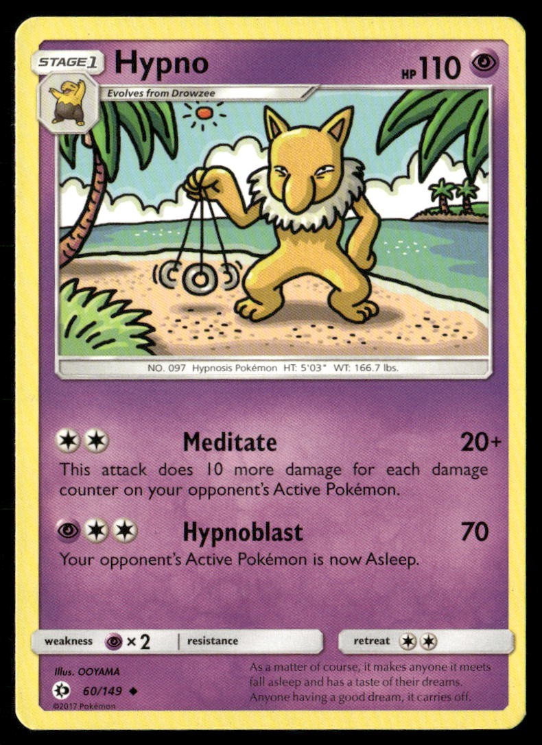 Hypno SM Base Set 60/149 Uncommon Pokemon Near Mint
