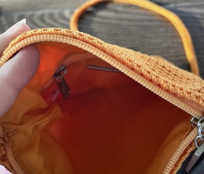 The Sak Crochet Crossbody Purse Bag Orange 8x7 Zipper Nylon | eBay