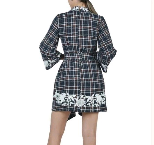 Vestido Fanm Mon Layla Tweed, Floral Bordado Cuello Simulado, Manga Ancha 3/4 Foto 2 de 4