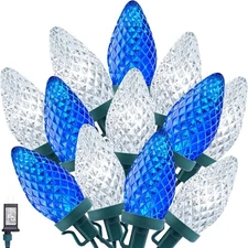 Minetom C9 LED Christmas String Lights - 82ft 100 1 Pack, Blue and White 
