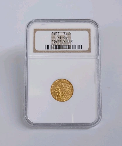 1911 $2.5 Gold Indian Head Quarter Eagle NGC MS-62