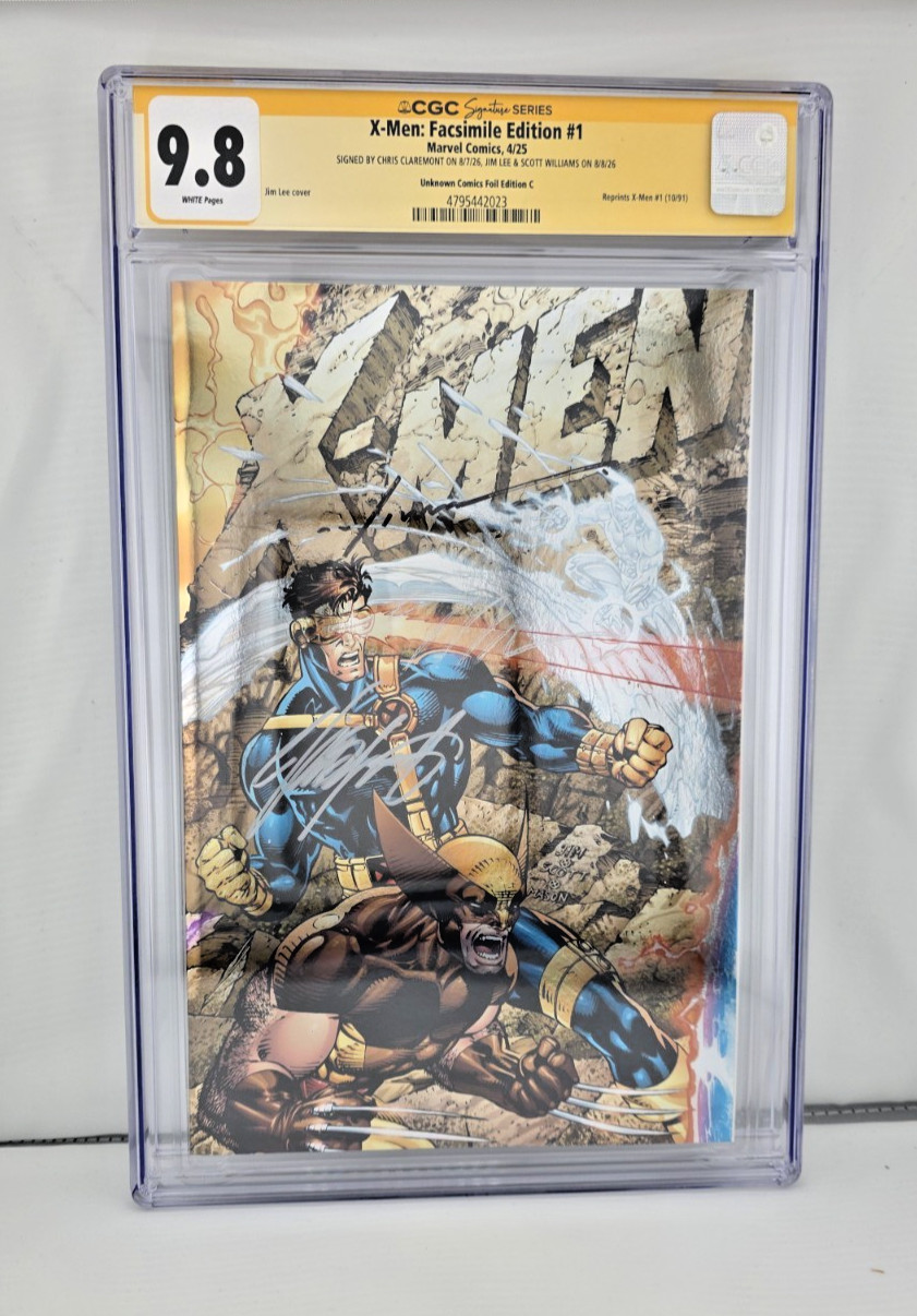 X-Men #1 FOIL 2025 CGC 9.8 Signed 3x Jim Lee, Claremont & Williams