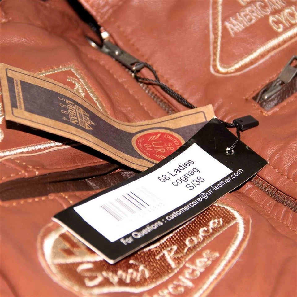 Damen Motorradjacke mit Protektoren, Tan, Große: S - Bild 3 von 4