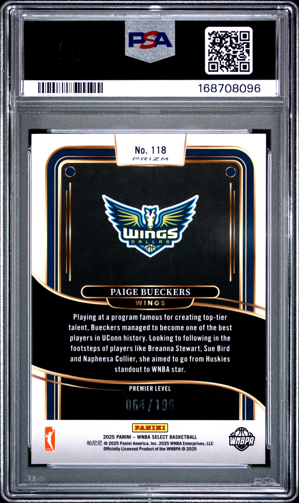 2025 PANINI SELECT WNBA BLUE SCOPE #118 PAIGE BUECKERS ROOKIE RC 064/199 PSA 9 view 2