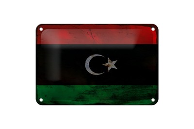 mrdeco Metall Schild 12x18cm gewölbt Libyen Flag of Libya Rost Schild