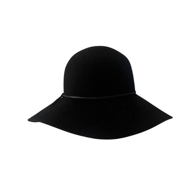 NWT Phenix Black Wool Fedora Hat Leather Trim One Size Nordstrom