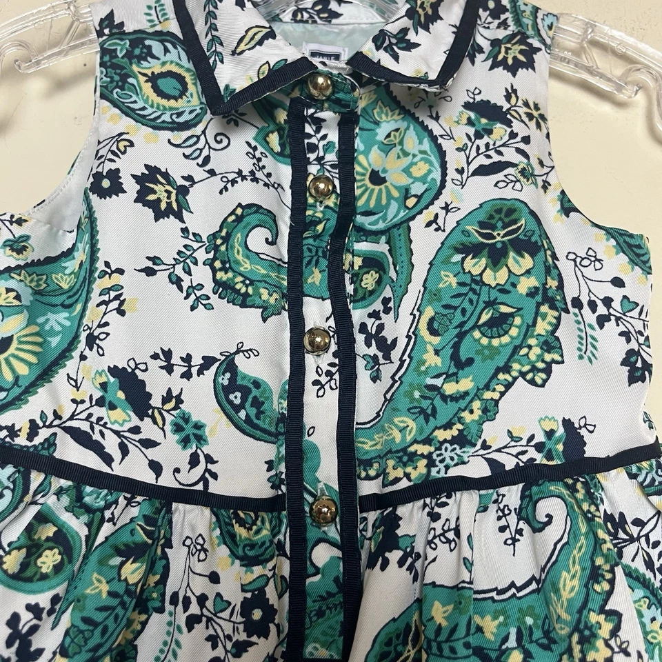 Janie and Jack 12-18 Months Baby Girl Green Floral Paisley Satin Dress - Image 2 of 4
