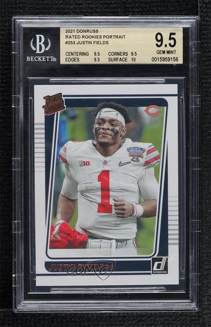 2021 Panini Donruss Rated Portrait Justin Fields BGS 9.5 GEM MINT Rookie RC 1g0v