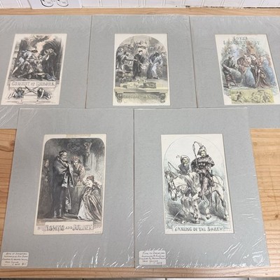 1858 Shakespeare Engravings Set Of 5 John Gilbert Dalziel Hand Colored