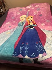 Disney Frozen Throw Blanket Elsa Anna Fleece Plush, Purple Pink, 60x90 Inches