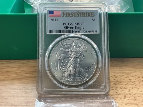 2017 $1 American Silver Eagle PCGS MS70 First Strike -  Flag Label