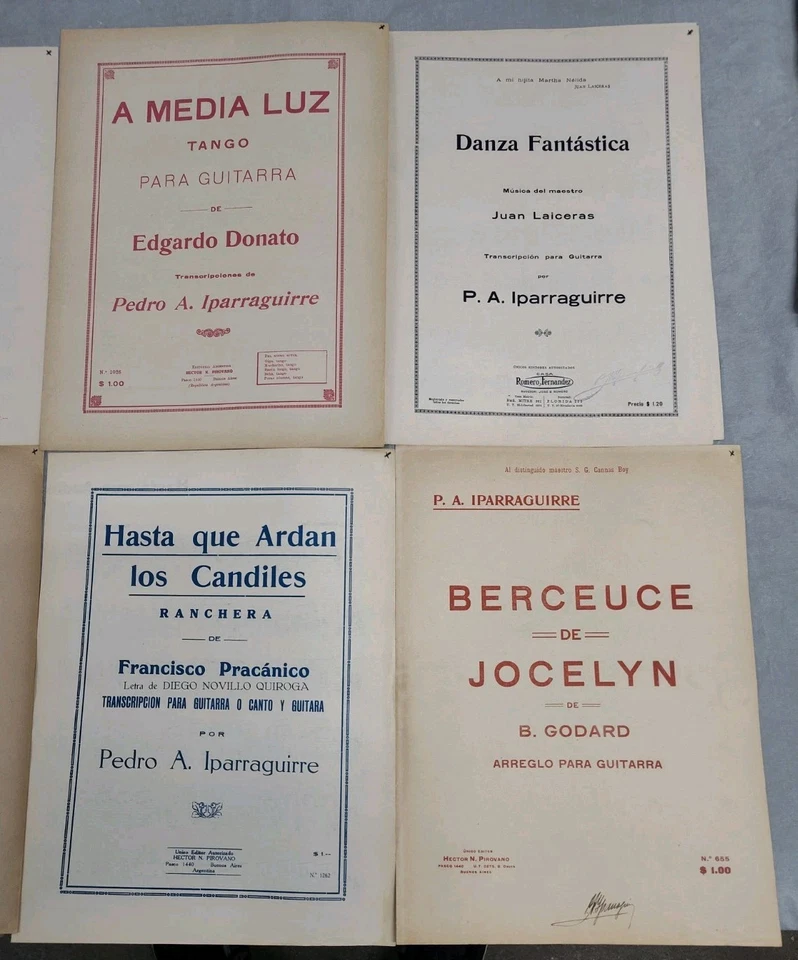 Pedro A. Iparraguirre Lot 8 Sheet Music Spanish Classical Guitar Vtg Tango Danza - Image 3 of 3