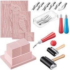 20 PCS Linocut Kit For Beginners Carving Blocks Tools Set DIY Printmaking