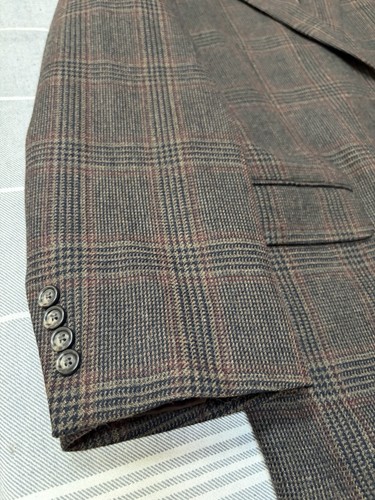 Jos A Bank Brown Red Plaid Houndstooth Blazer 42R Wool Sport Coat Jacket - Picture 3 of 13
